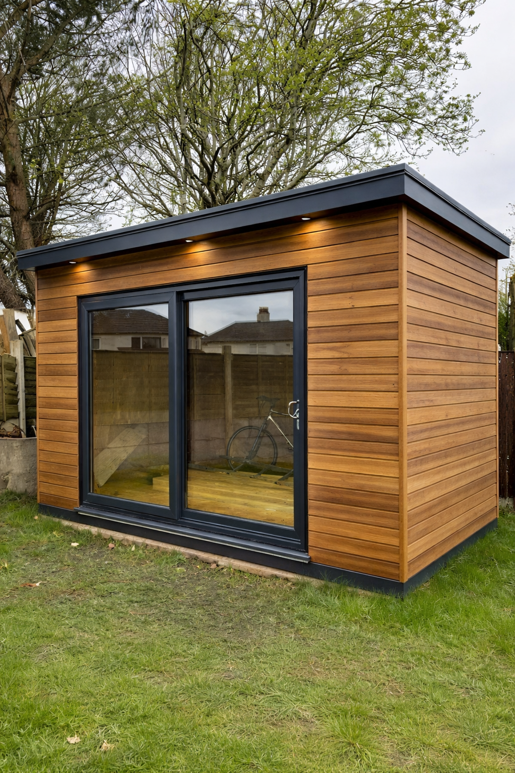 Modern bespoke garden room with glazing and premium external cladding